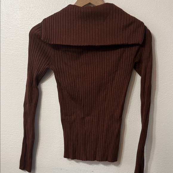 Maeve Chestnut Ribbed Knit Sweater - Picture 3 of 3